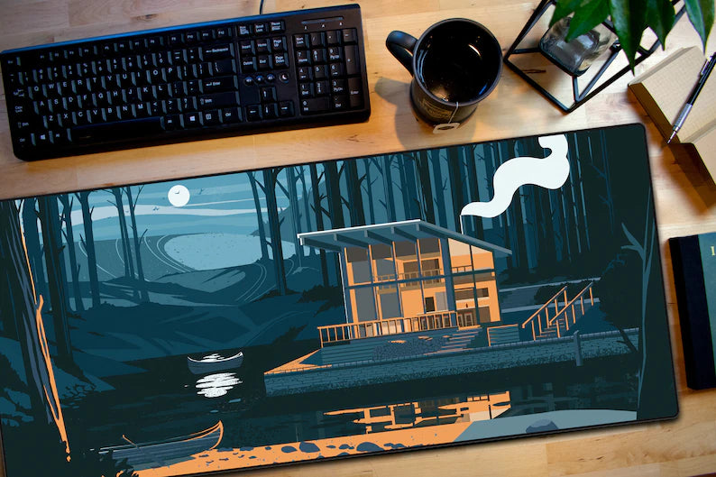 Moonlit Cabin XL Desk Mat